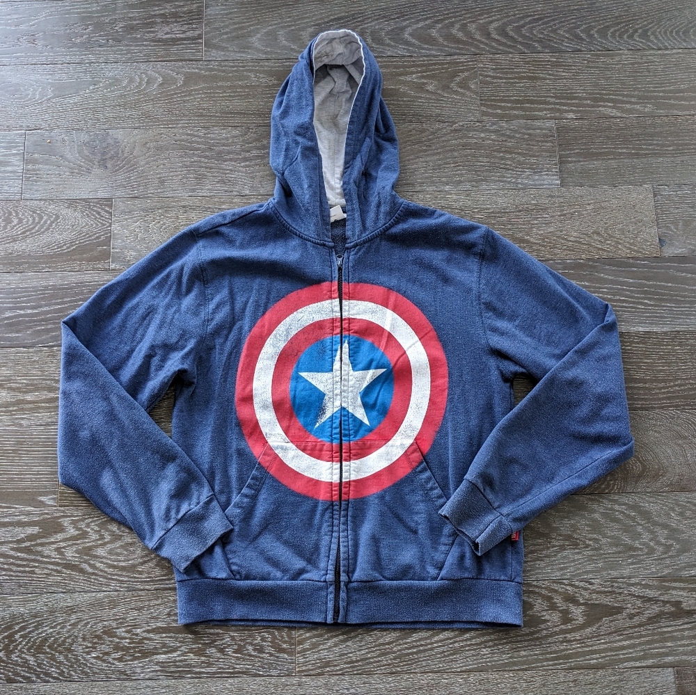 Disney Marvel Captain America Zip Hoodie Sweatshirt Size Medium